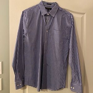 Medium Banana Republic blue and white checkered button down shirt.